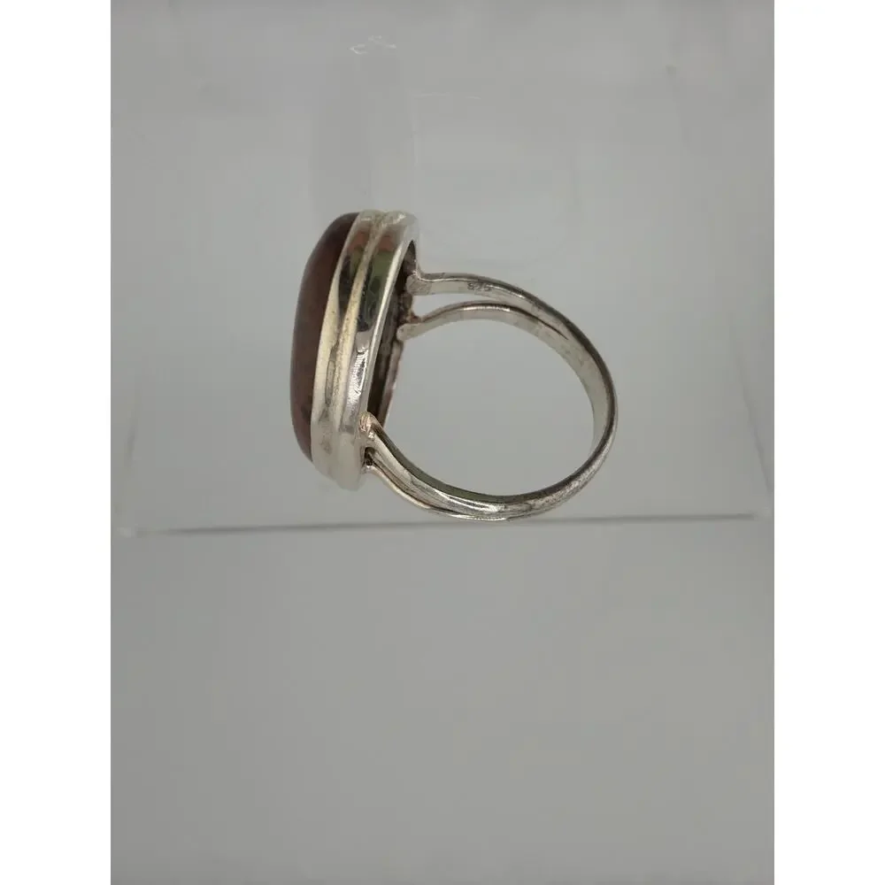 Handcrafted Polished Mahogany Obsidian Sterling Silver Ring Size 9